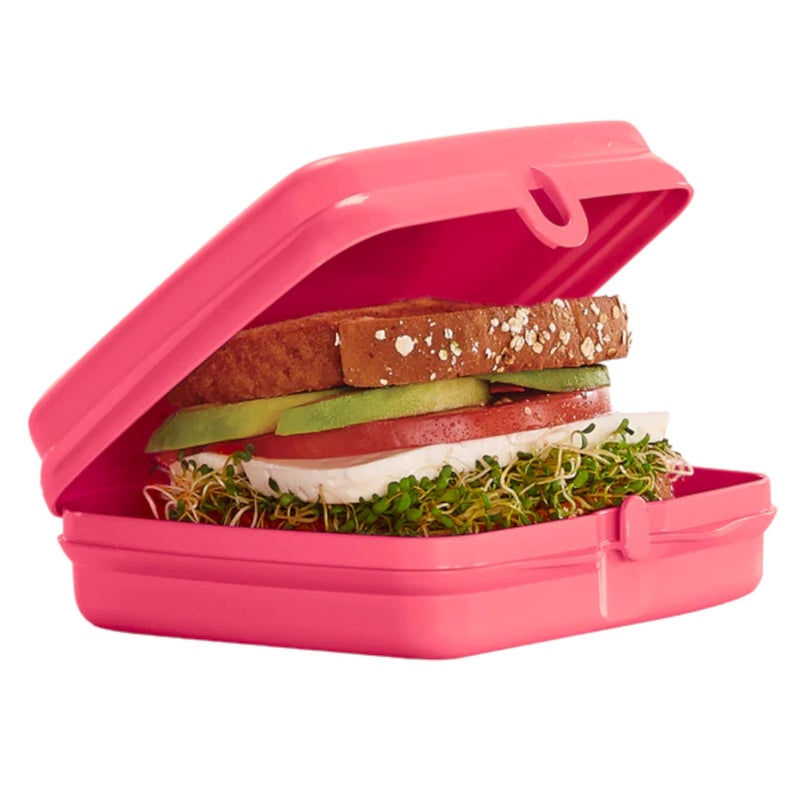 Tupperware Sandwich Keeper Square Hinged and Locking Box Pink - Image 2
